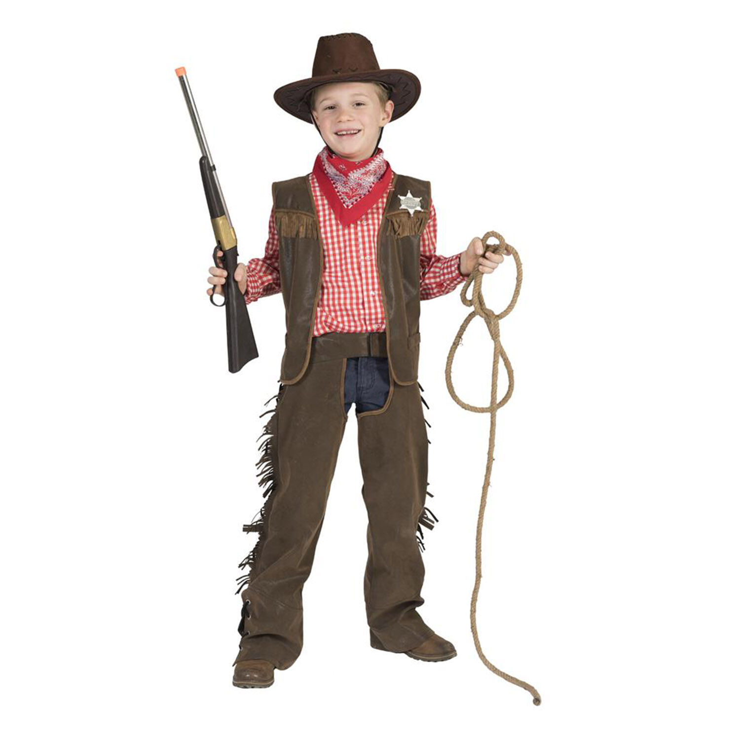 NEU Kinder-Kostm Cowboy Billy, 2-tlg. mit Weste und Chaps, braun, Gr. 116