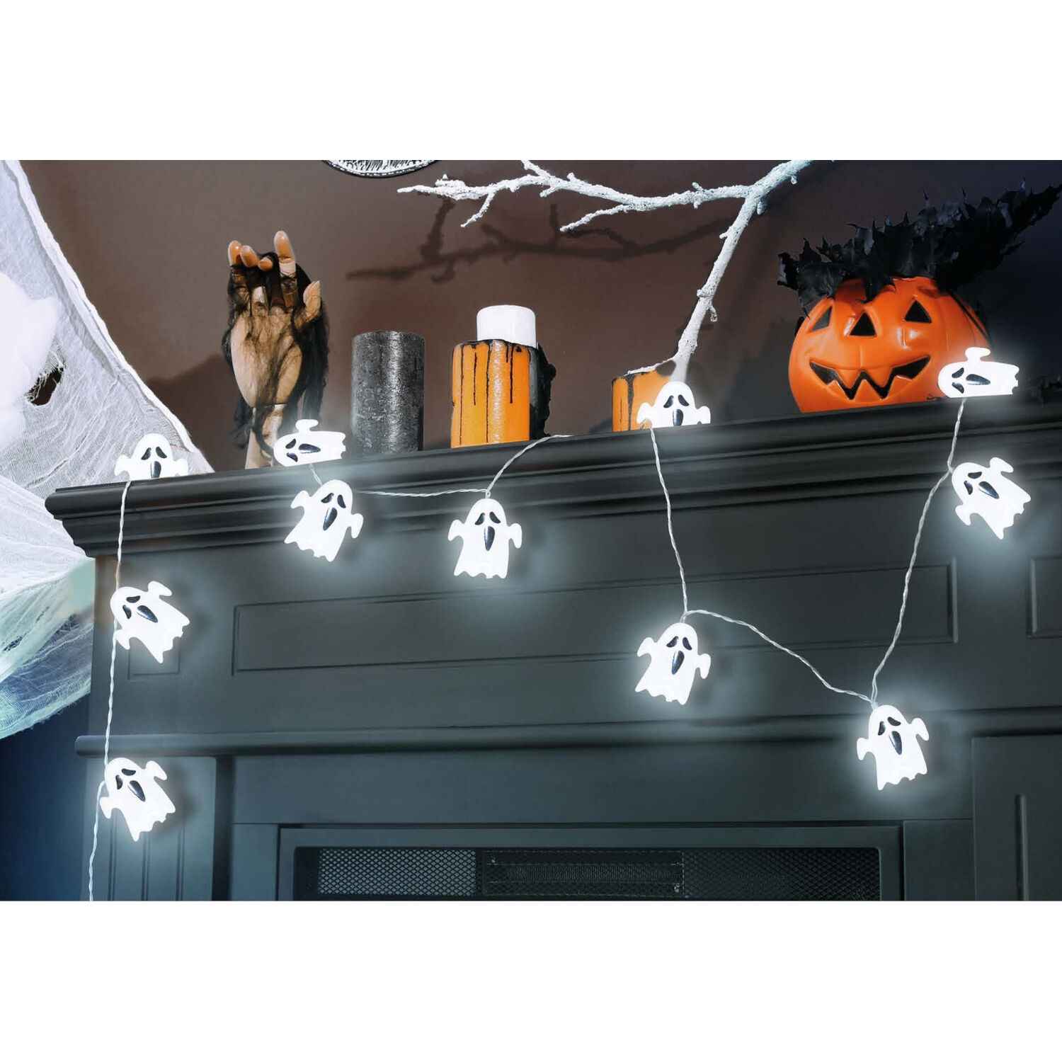 NEU Halloween-Lichterkette Geister, batteriebetrieben, Länge ca. 120 cm Bild 3