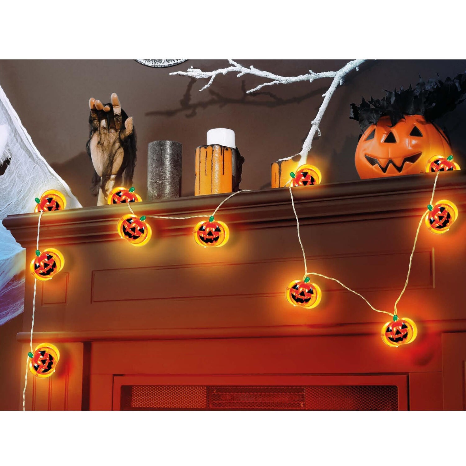 NEU Halloween-Lichterkette Kürbisse, batteriebetrieben, Länge ca. 120 cm Bild 3