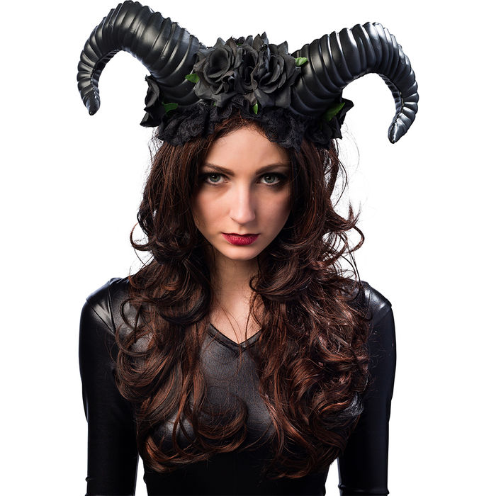 Schwarze Hörner mit Blumen - Kostüme & Zubehör Teufel Halloween-Kostüme &  Zubehör Erwachsene Halloween Produkte 