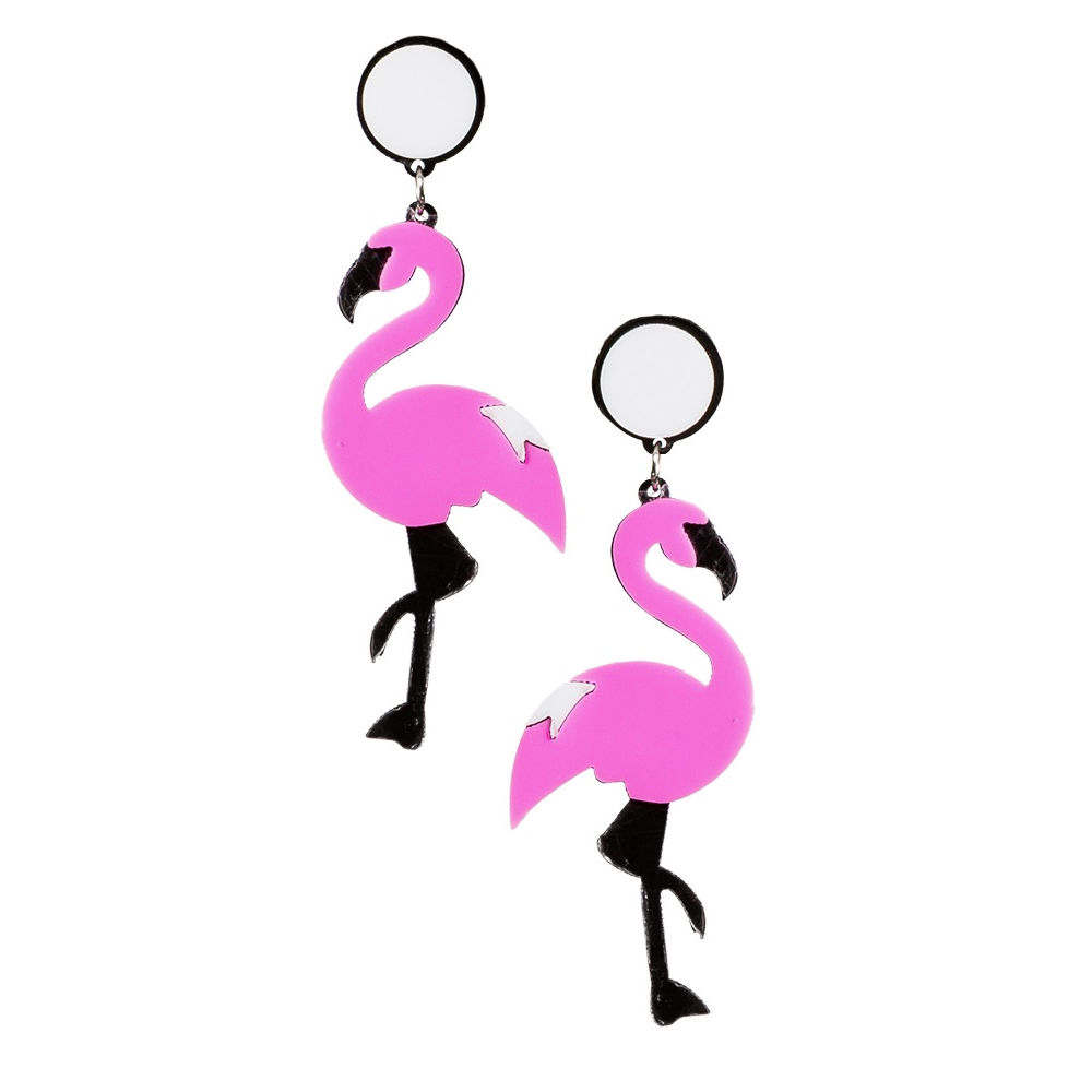 Ohrringe Flamingo, 2 Kostüme für & Zubehör Stück Verkleiden Kostüme Hawaii & & Beachparty Erwachsene Produkte 