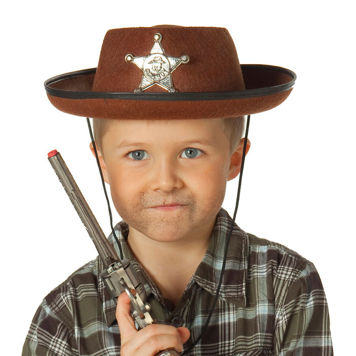 Brauner Sheriff Cowboy Hut für Kinder