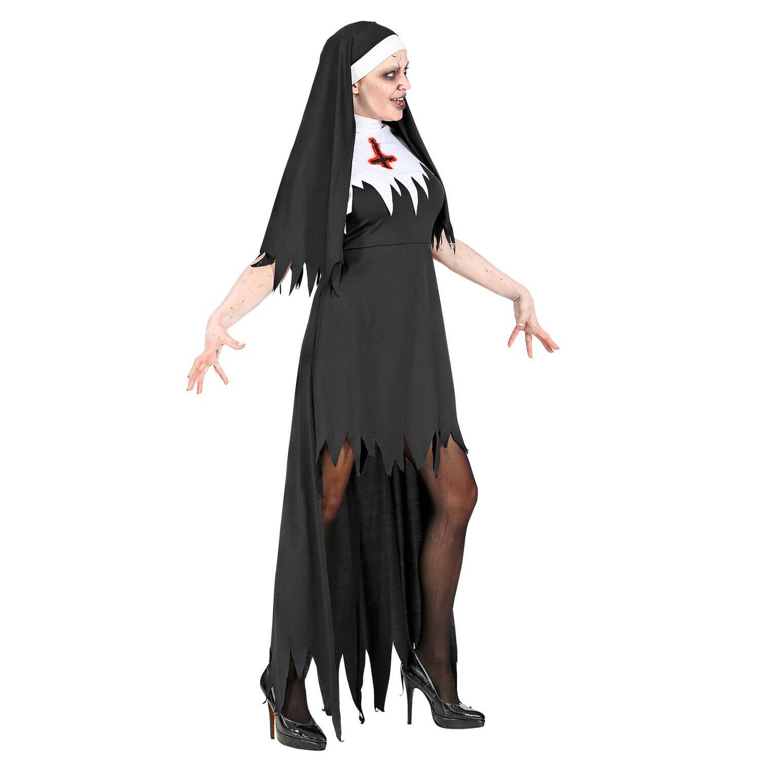 NEU Damen-Kostm Horror-Nonne, Kleid mit Haube und Rock, Gr. XS Bild 3