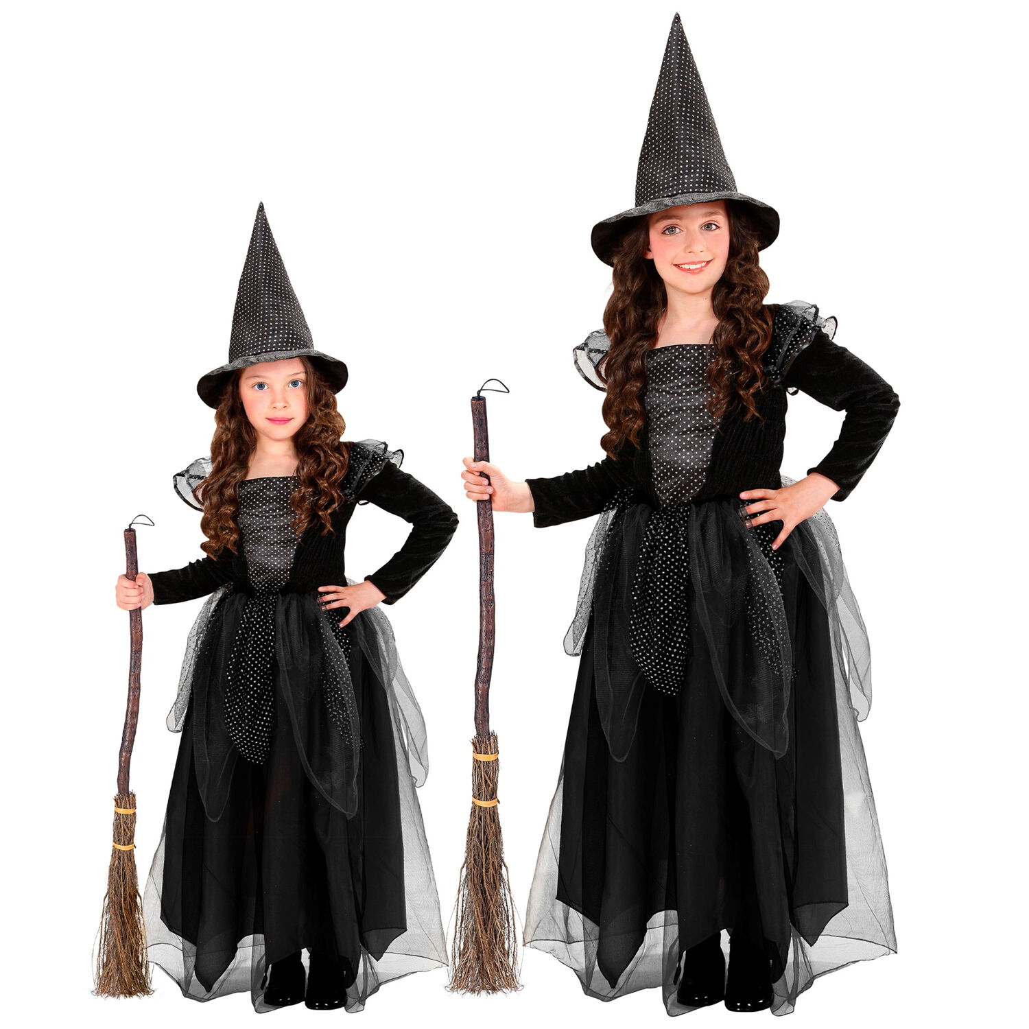 NEU Kinder-Kostüm Hexe, Kleid - verschiedene Produkte Kinder mit (98-140) Zubehör schwarz - & Hexenhut, Halloween Halloween-Kostüme Größen