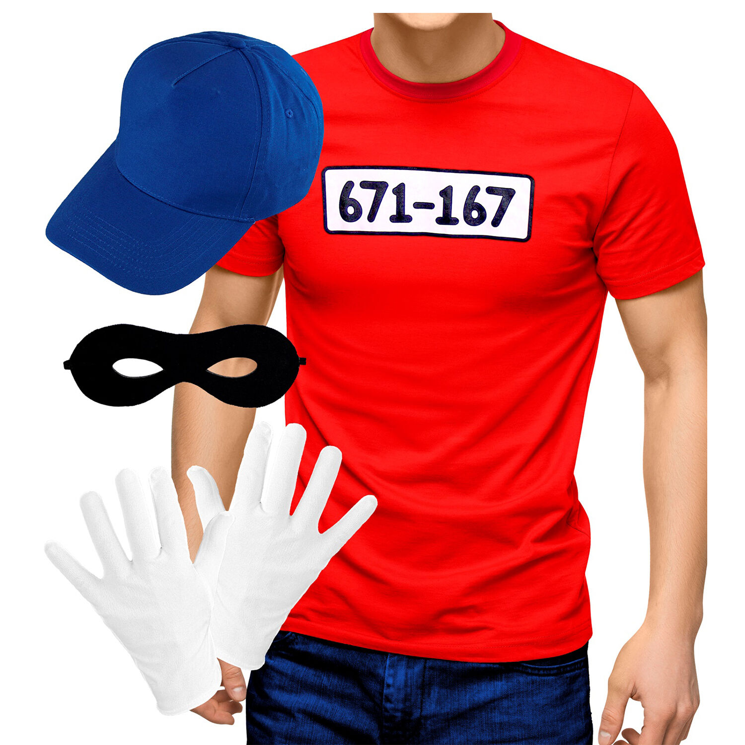 NEU Kostm-Set Diebesbande, mit Shirt, Handschuhen, Mtze und Augenmaske, Gr. M-L Bild 2