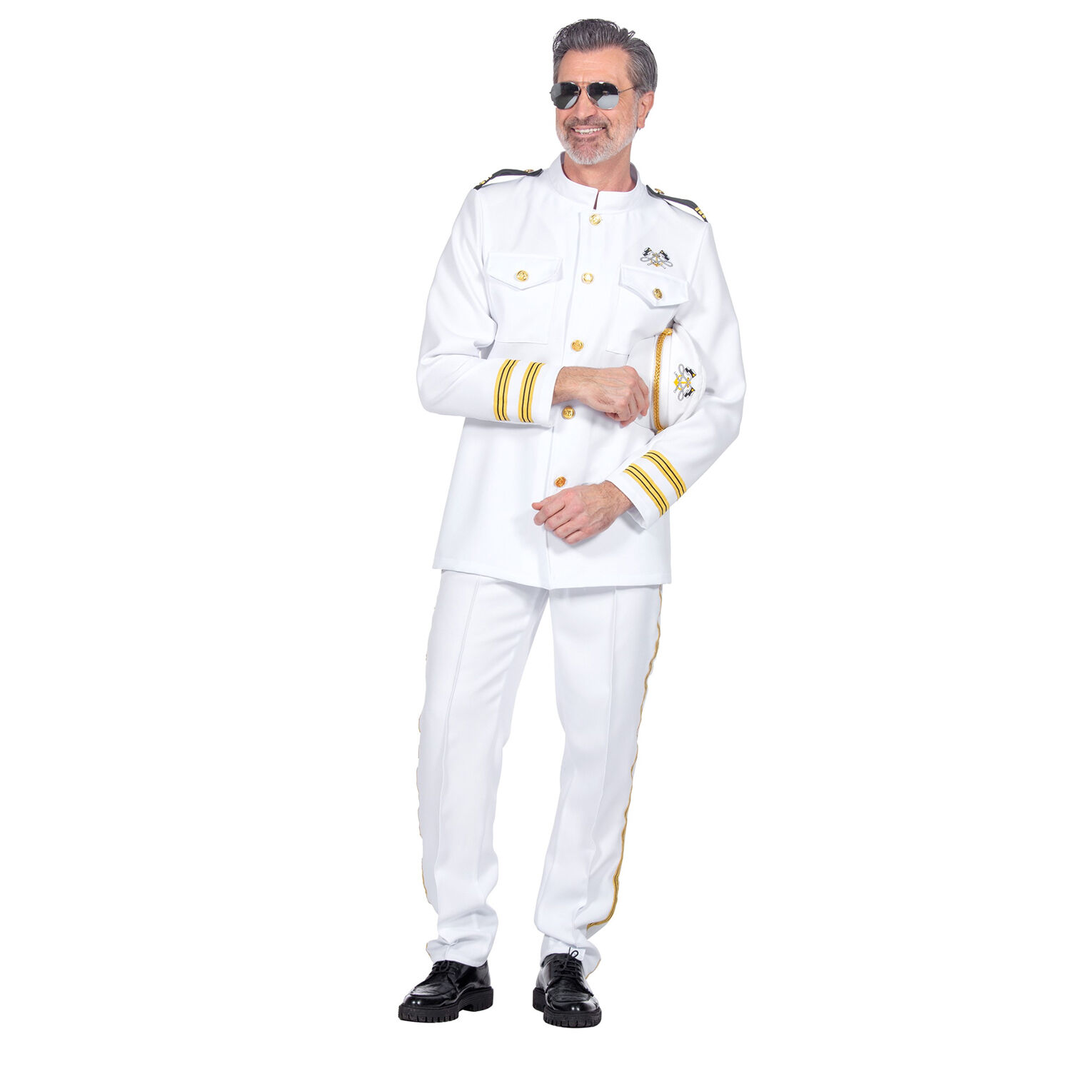 NEU Herren-Kostm Navy-Offizier oder Kapitn, Hose und Oberteil, wei, Gr. S Bild 2