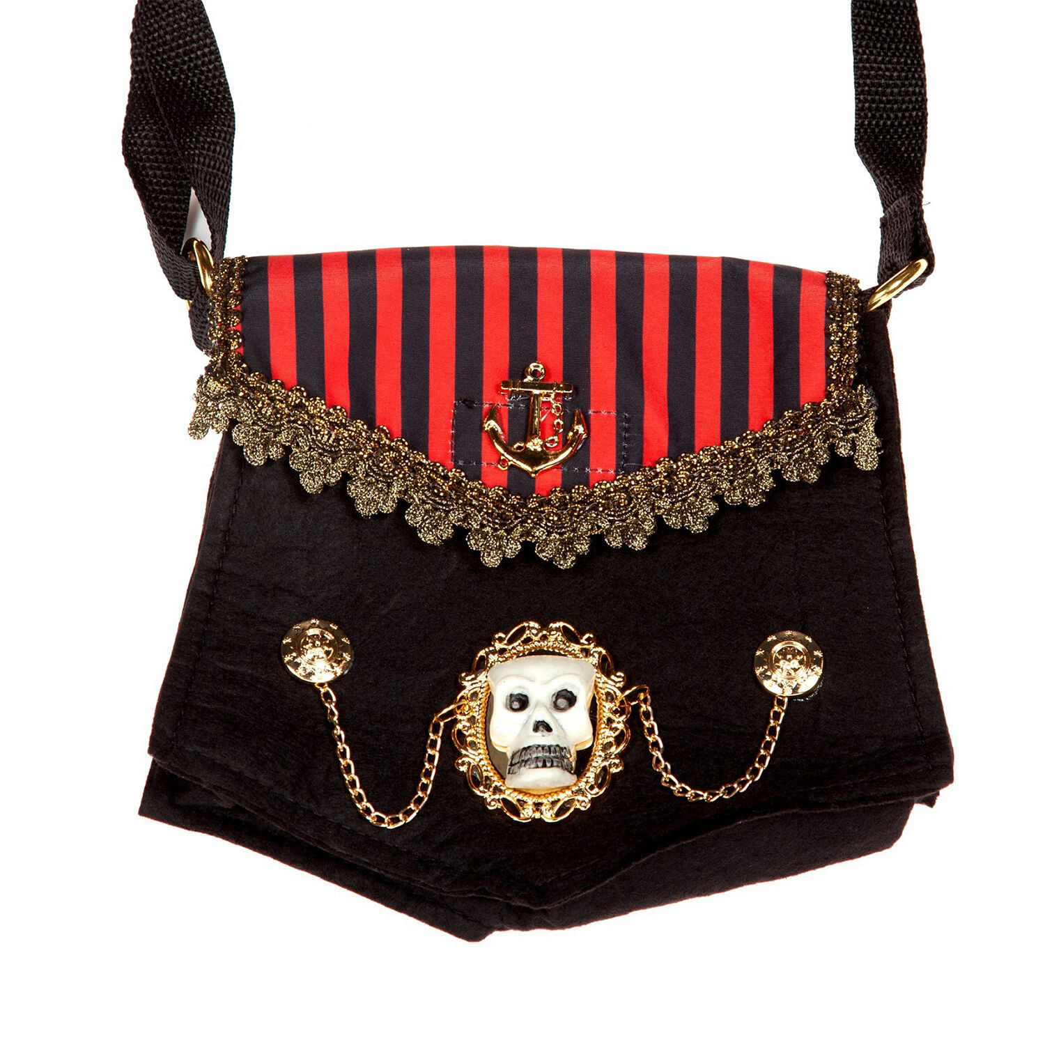 NEU Piraten-Tasche mit Streifen, schwarz-rot