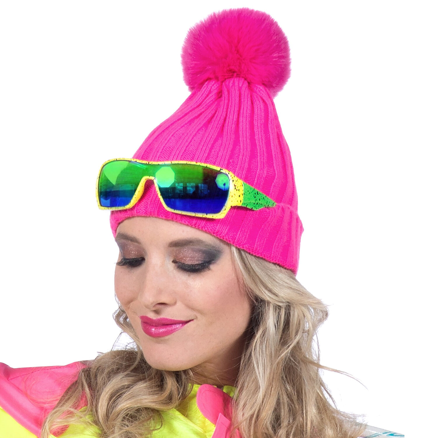 NEU Hut Mtze Skifahrer mit Bommel, Pudelmtze, pink