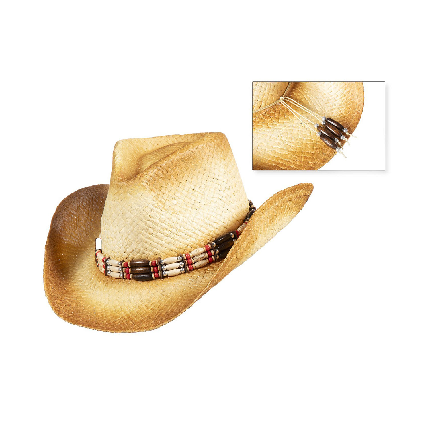 NEU Hut Cowboy aus Stroh mit Hutband, natur, Einheitsgre Bild 2