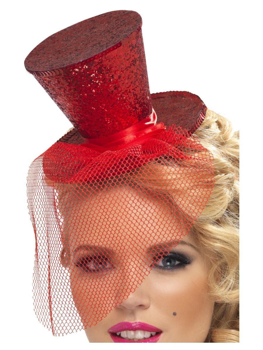 Mini-Zylinder auf Haareifen, Rot, mit abnehmbarem Netz - Zirkus, Fräcke &  Westen Kostüme & Zubehör für Erwachsene Kostüme & Verkleiden Produkte 