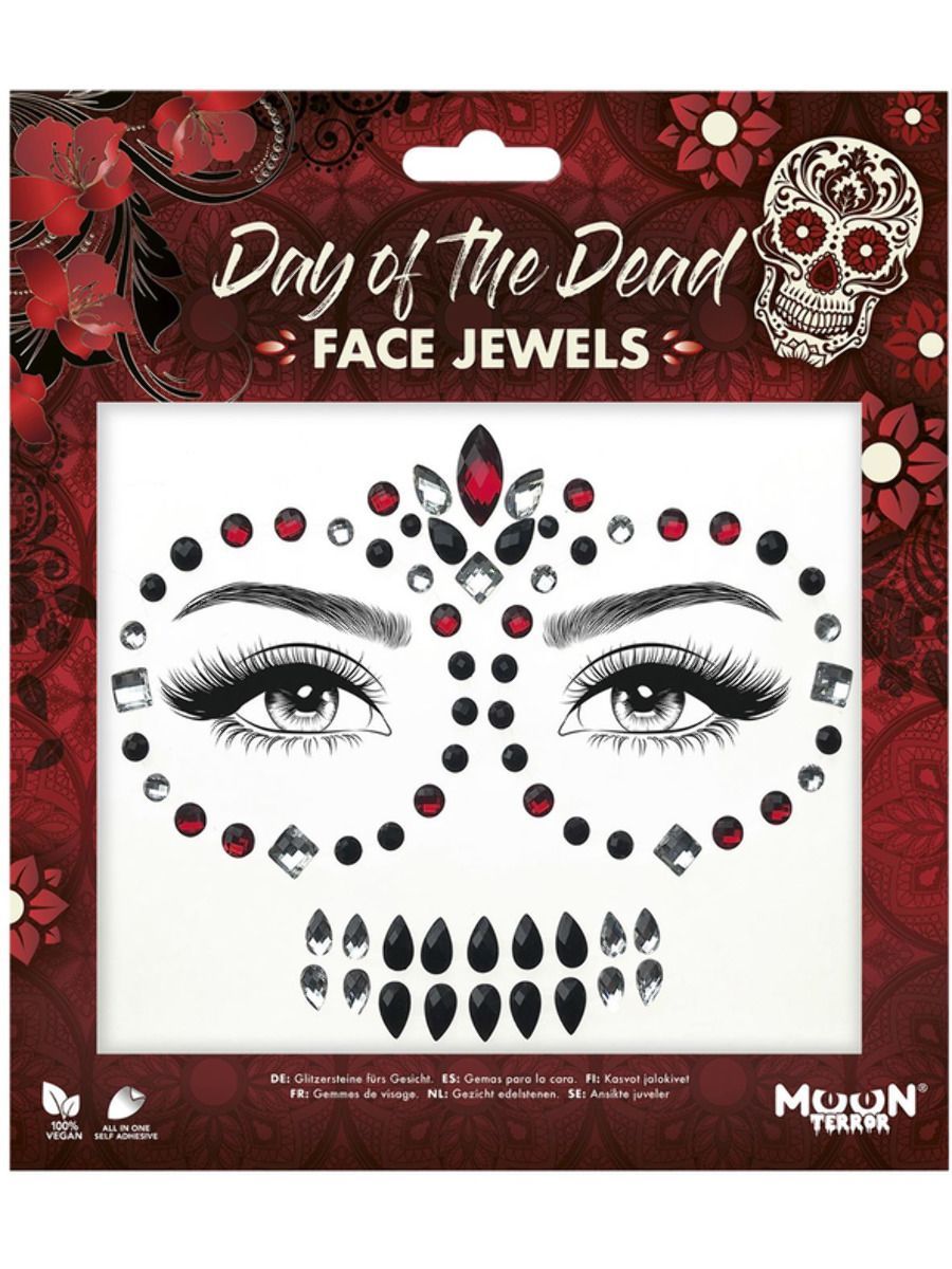 Glitzersteine fürs Gesicht, Halloween, Tag der Toten, Rot-/Schwarztöne -  Glitzer & Glitter für Gesicht & Körper Schminke & Make-Up Produkte 