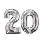 SALE Folienballon Gro�e Zahl 20 Silber, 55x88 cm