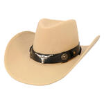 Hut Cowboy Wyatt, mit Stierkopf, Einheitsgr��e, Beige
