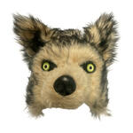 NEU Plsch-Halbmaske Wolf / Werwolf, braun meliert