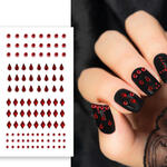 NEU Nagelsticker rot, unterschiedliche Formen, Karte mit 111 Stück