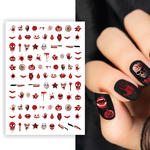 NEU Nagelsticker Halloween rot, unterschiedliche Formen, Karte mit 98 Stück