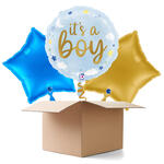 NEU Ballongre Its a Boy Sterne und Wolken, blau, 35cm, 3 Ballons