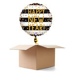 NEU Ballongre Happy New Year Konfetti, schwarz-wei, 35cm, 1 Ballon