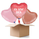 NEU Ballongre Herz Ich Liebe Dich, rosa, 36x36cm, 3 Ballons
