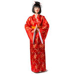 Damen-Kost�m Kimono mit G�rtel, rot - Verschiedene Gr��en (S-XXXL)