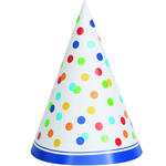 SALE Partyh�te Happy Birthday aus Pappe, Kindergeburtstag, bunt gepunktet, 8 St�ck