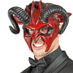 NEU Teufels-Maske Halloween Dmon, rot-schwarz