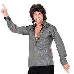 NEU Disco-Hemd 70er-Muster, Glitzer-Silber - verschiedene Gren (S-XL)