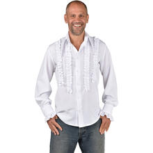 NEU Herren-Kostüm Rüschenhemd Silky, weiß - verschiedene Größen (S-XXL)