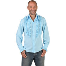 NEU Herren-Kostüm Rüschenhemd Silky, hellblau - verschiedene Größen (S-XXL)