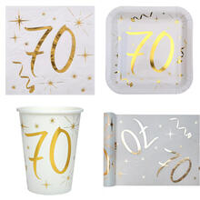 NEU Geburtstags-Serie 70. Geburtstag Metallic - Teller, Becher, Servietten & Deko