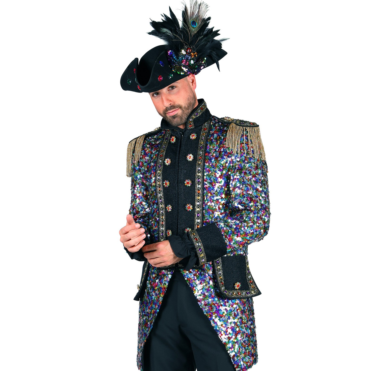 NEU Herren-Kostüm Karnevalsjacke Pailletten-King - verschiedene Größen (S-XXXL)