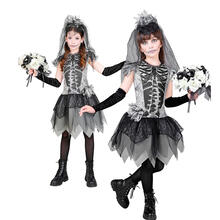 NEU Kinder-Kostm Skelettbraut, mit Kleid, Handschuhen, Brautschleier, Gr. 116