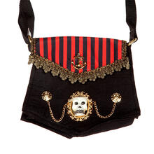 NEU Piraten-Tasche mit Streifen, schwarz-rot